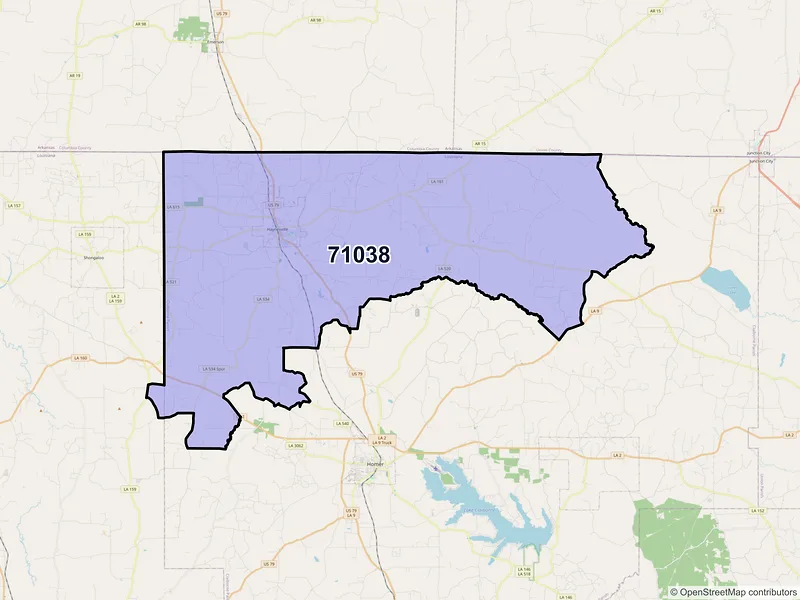 Map of ZIP Code 71038 — Haynesville, LA