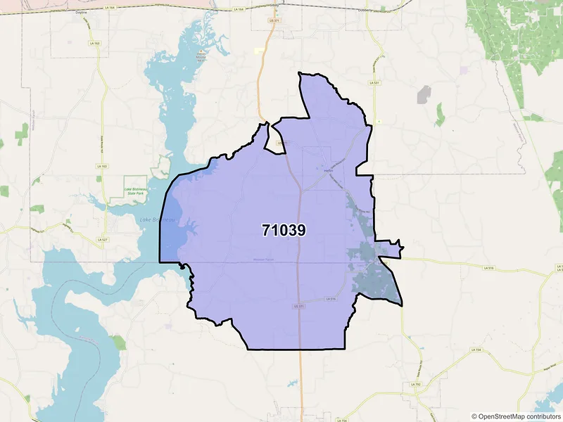 Map of ZIP Code 71039 — Heflin, LA