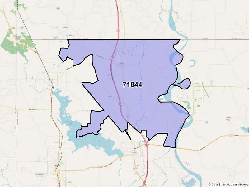 Map of ZIP Code 71044 — Ida, LA