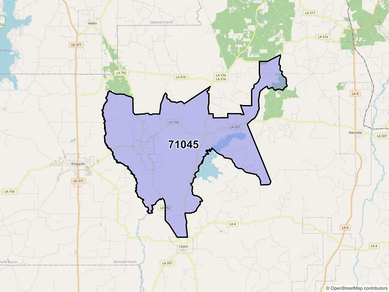 Map of ZIP Code 71045 — Jamestown, LA