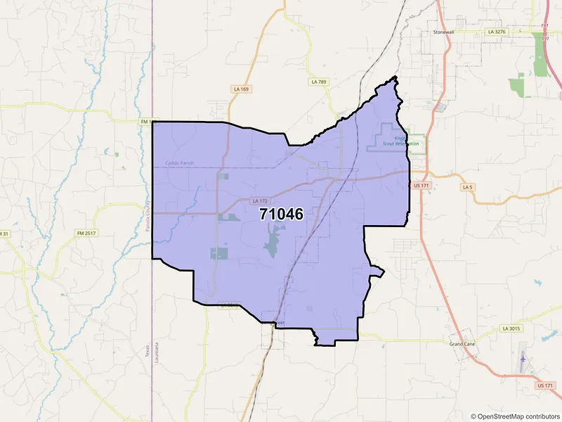 Map of ZIP Code 71046 — Keatchie, LA