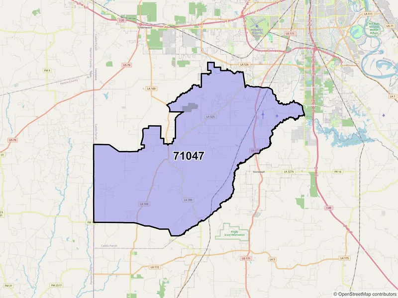 Map of ZIP Code 71047 — Keithville, LA