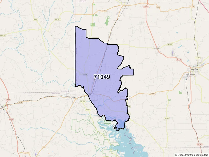 Map of ZIP Code 71049 — Logansport, LA
