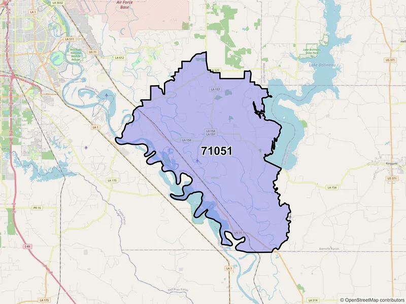 Map of ZIP Code 71051 — Elm Grove, LA