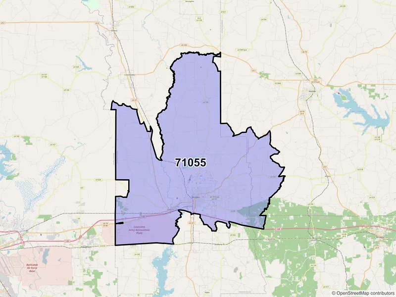 Map of ZIP Code 71055 — Minden, LA