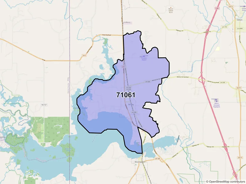 Map of ZIP Code 71061 — Oil City, LA