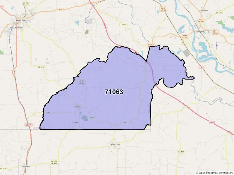 Map of ZIP Code 71063 — Pelican, LA