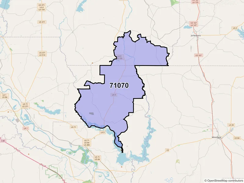 Map of ZIP Code 71070 — Saline, LA