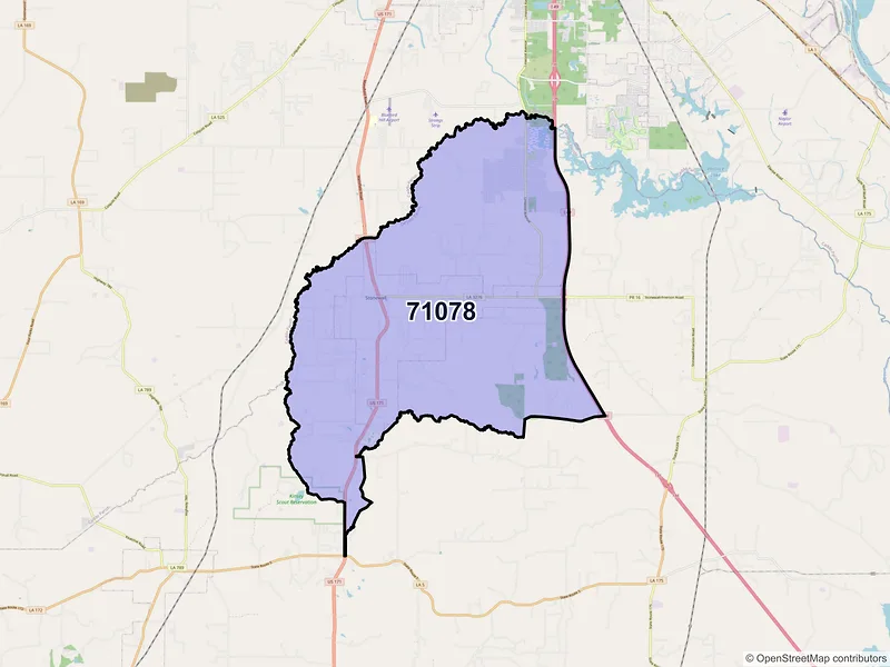 Map of ZIP Code 71078 — Stonewall, LA
