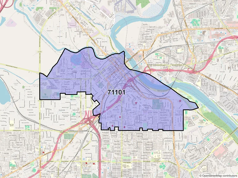 Map of ZIP Code 71101 — Shreveport, LA