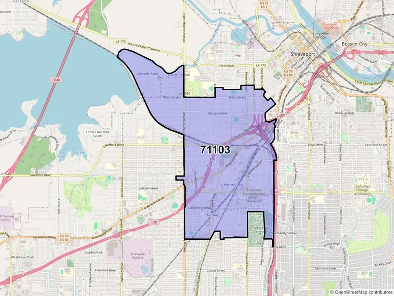 Map of ZIP Code 71103 — Shreveport, LA