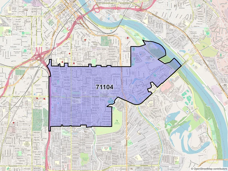 Map of ZIP Code 71104 — Shreveport, LA