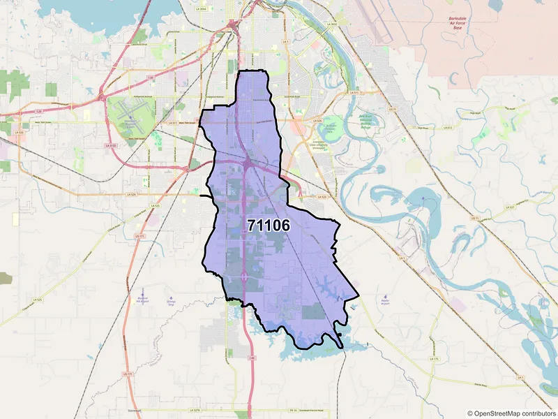 Map of ZIP Code 71106 — Shreveport, LA