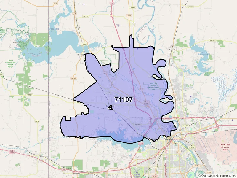 Map of ZIP Code 71107 — Shreveport, LA
