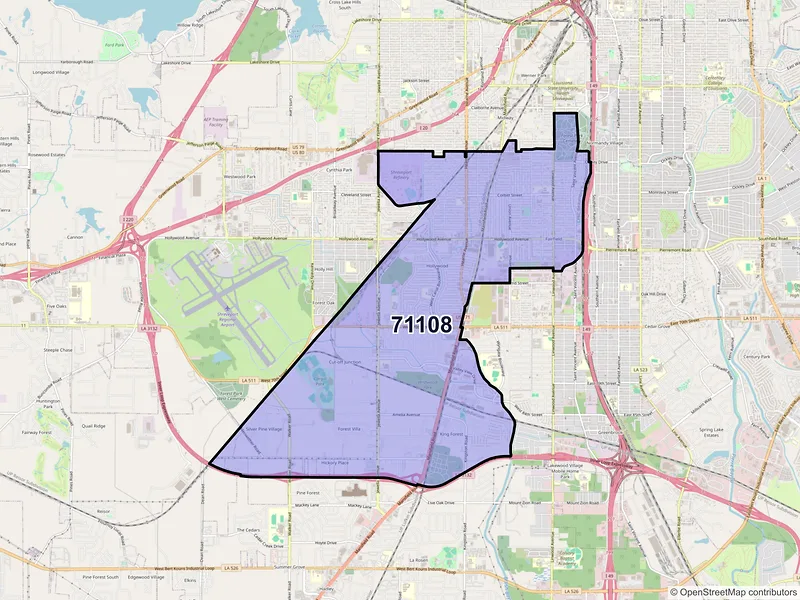 Map of ZIP Code 71108 — Shreveport, LA