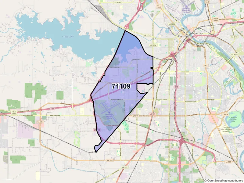 Map of ZIP Code 71109 — Shreveport, LA