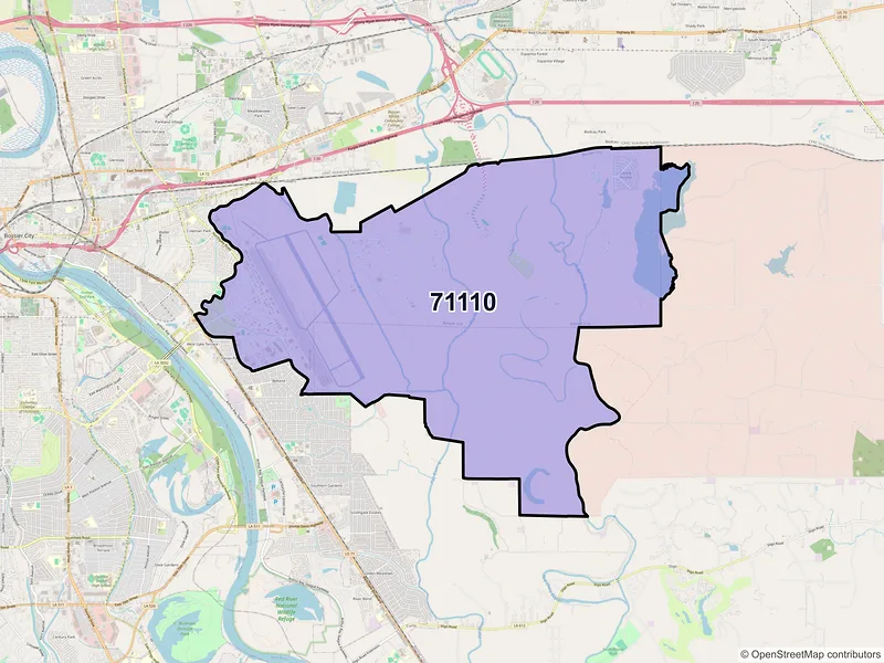 Map of ZIP Code 71110 — Barksdale AFB, LA