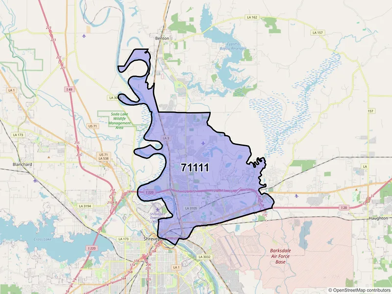 Map of ZIP Code 71111 — Bossier City, LA