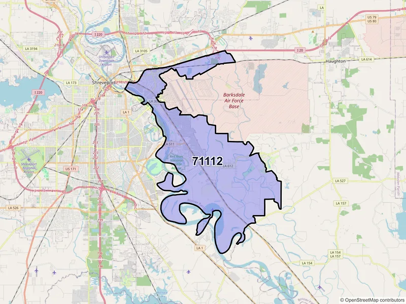 Map of ZIP Code 71112 — Bossier City, LA