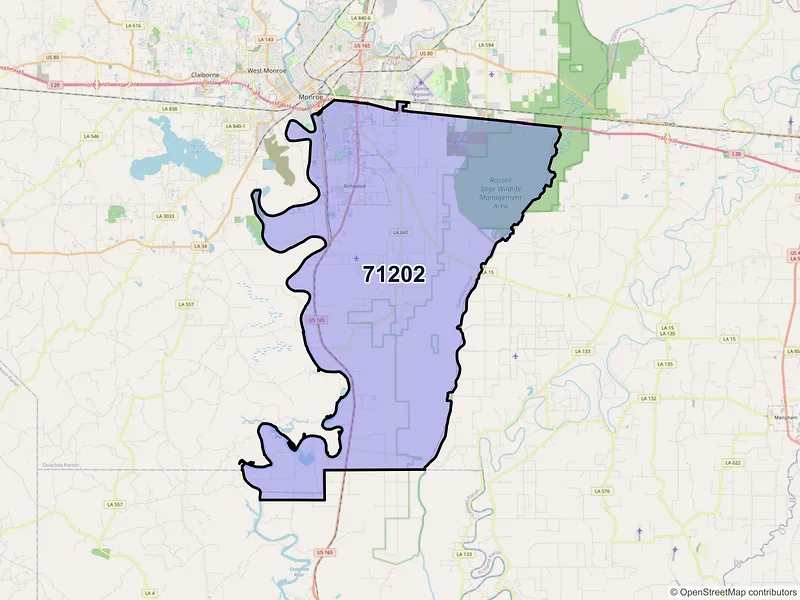 Map of ZIP Code 71202 — Monroe, LA