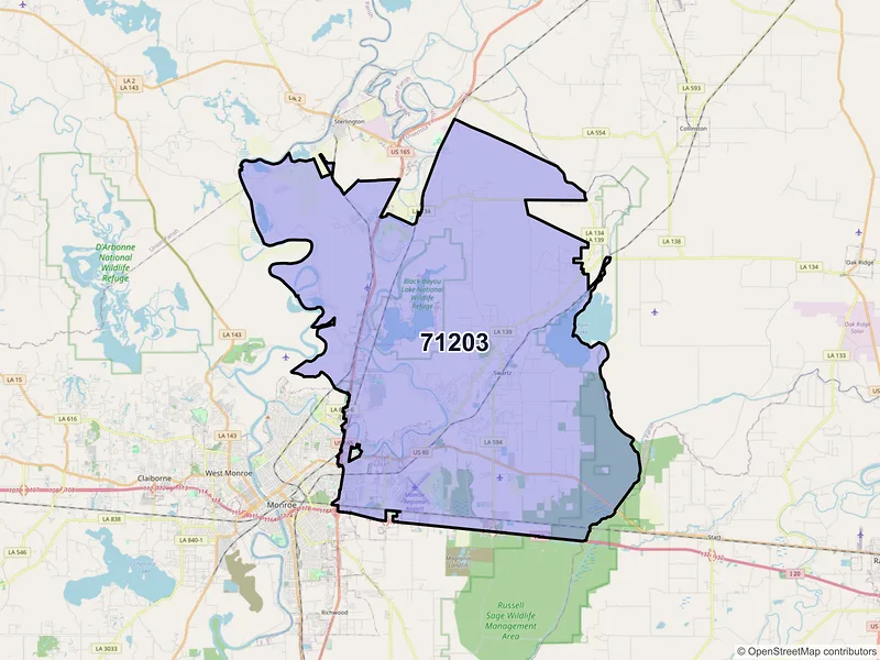 Map of ZIP Code 71203 — Monroe, LA