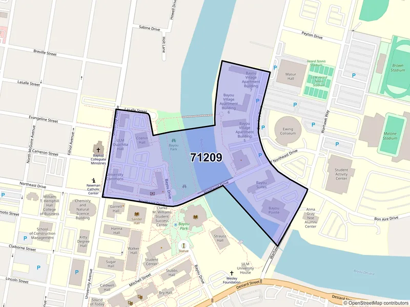Map of ZIP Code 71209 — Monroe, LA