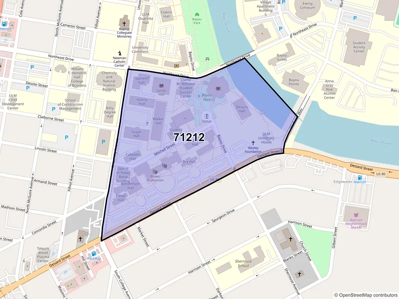Map of ZIP Code 71212 — Monroe, LA
