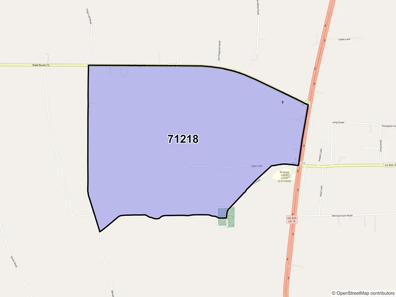 Map of Archibald, Louisiana and ZIP codes