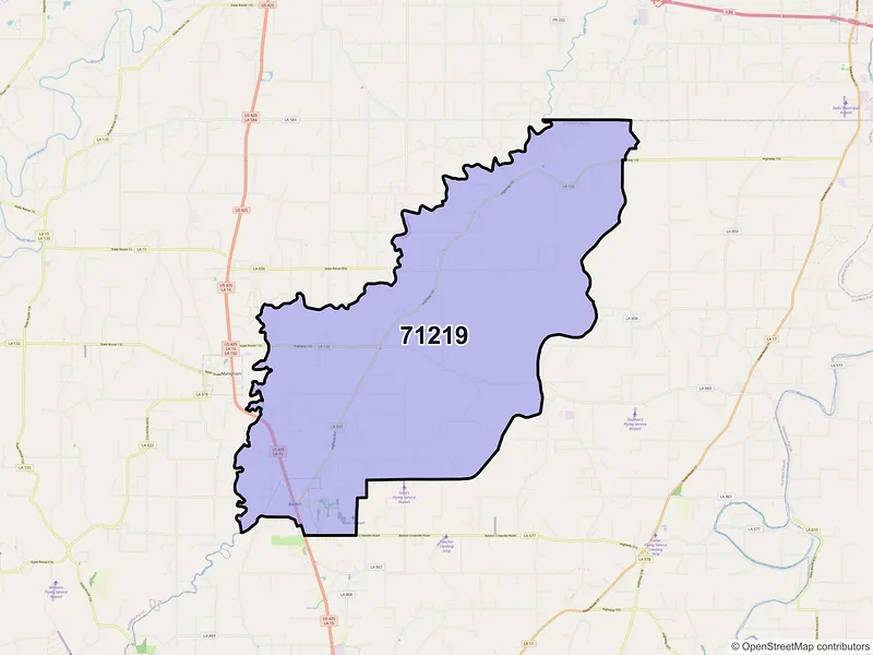 Map of ZIP Code 71219 — Baskin, LA
