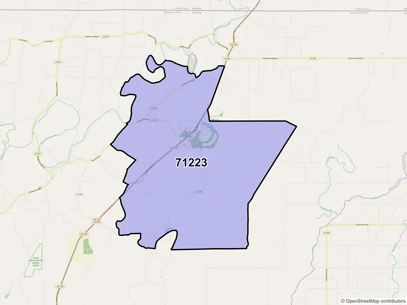 Map of ZIP Code 71223 — Bonita, LA