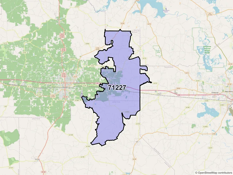 Map of ZIP Code 71227 — Choudrant, LA