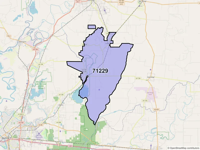 Map of ZIP Code 71229 — Collinston, LA