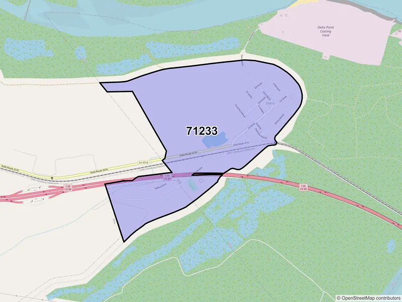 Map of Delta, Louisiana and ZIP codes