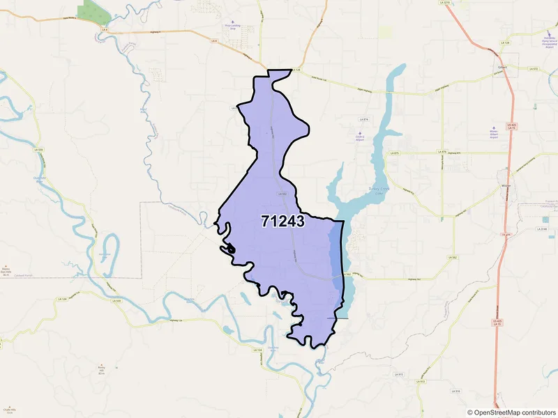 Map of Fort Necessity, Louisiana and ZIP codes