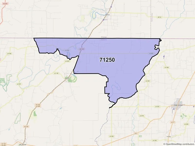 Map of ZIP Code 71250 — Jones, LA