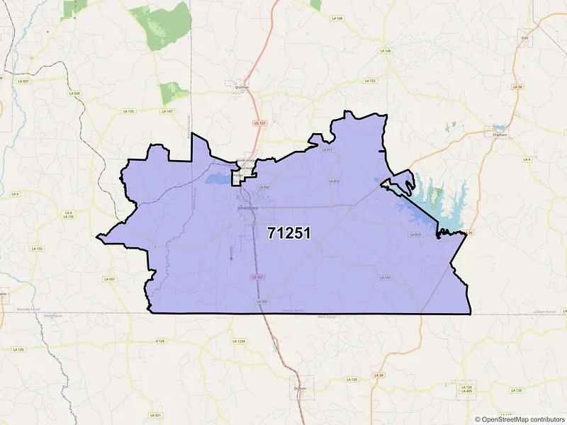 Map of ZIP Code 71251 — Jonesboro, LA