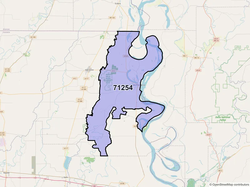 Map of ZIP Code 71254 — Lake Providence, LA