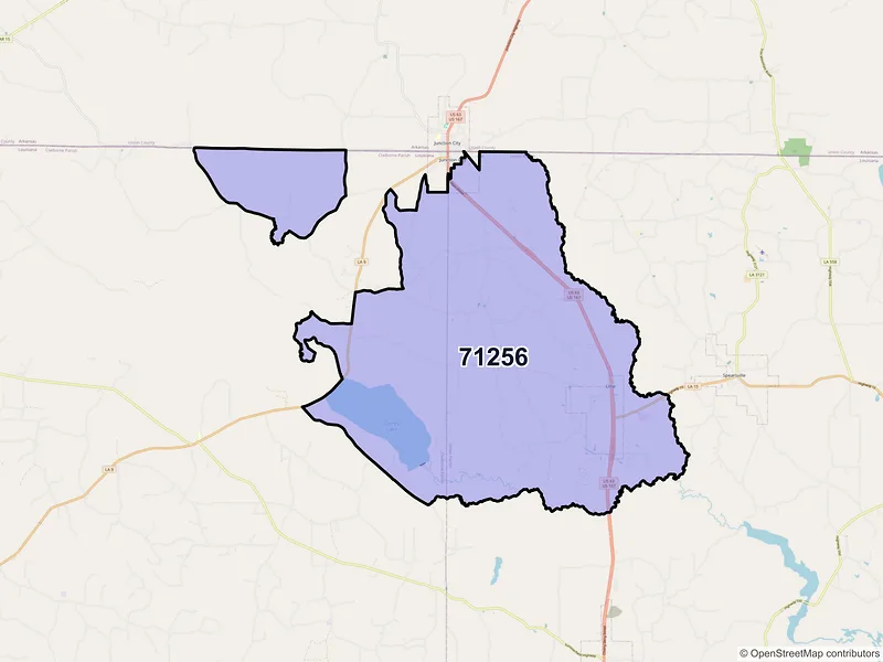 Map of Lillie, Louisiana and ZIP codes