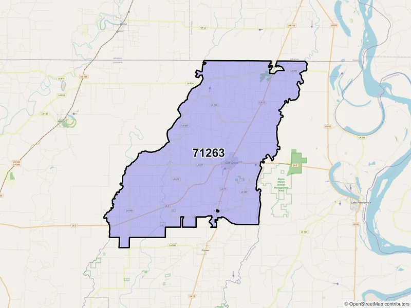 Map of ZIP Code 71263 — Oak Grove, LA