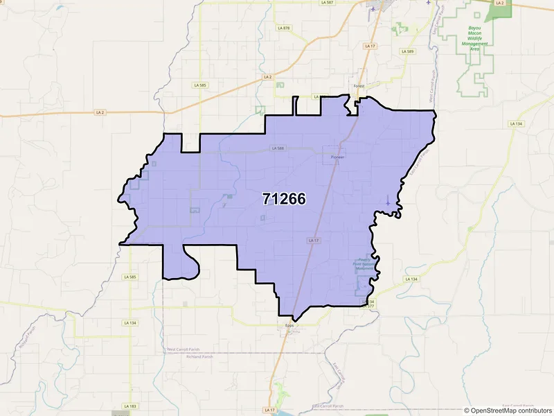 Map of ZIP Code 71266 — Pioneer, LA