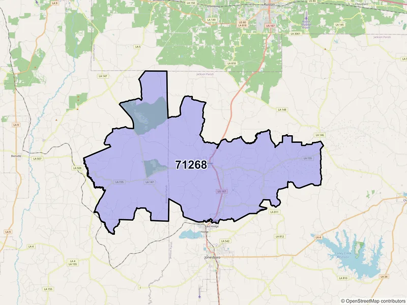Map of Quitman, Louisiana and ZIP codes