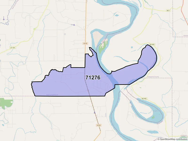Map of ZIP Code 71276 — Sondheimer, LA