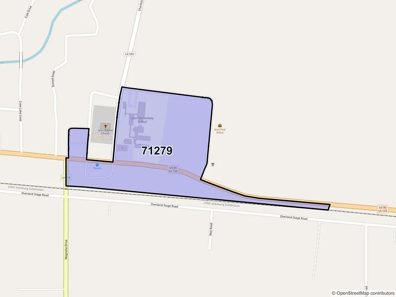 Map of Start, Louisiana and ZIP codes