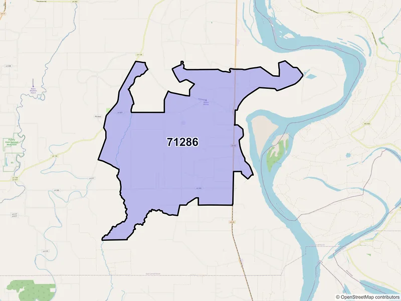 Map of ZIP Code 71286 — Transylvania, LA