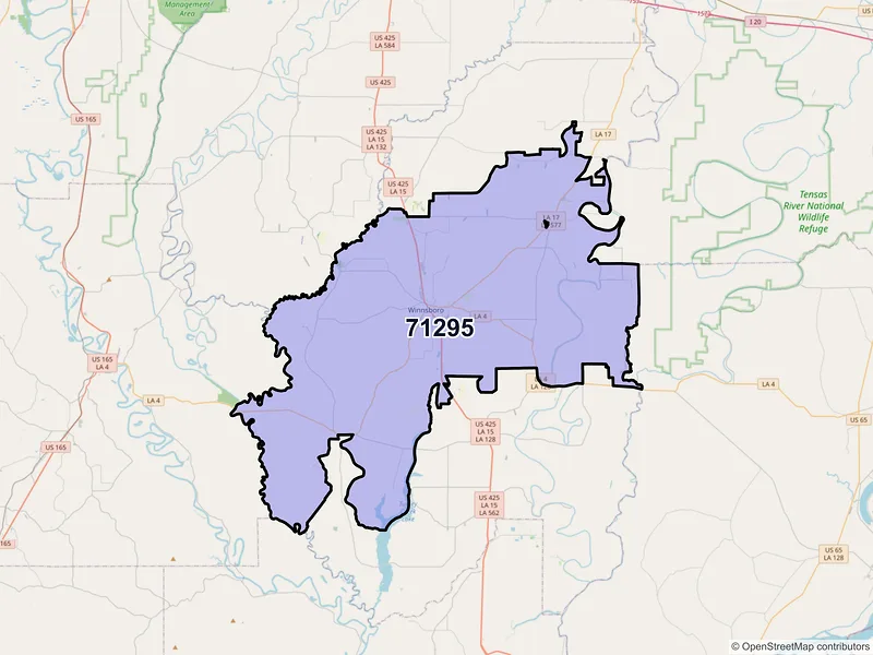 Map of ZIP Code 71295 — Winnsboro, LA