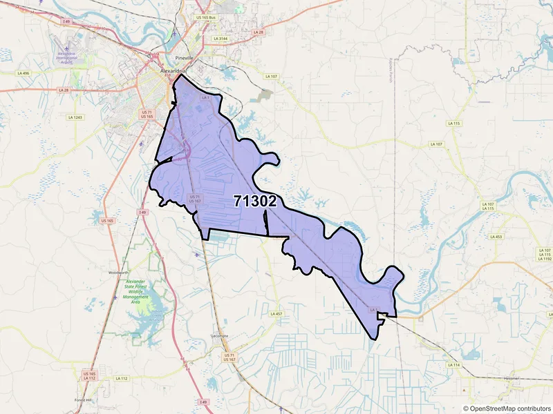 Map of ZIP Code 71302 — Alexandria, LA