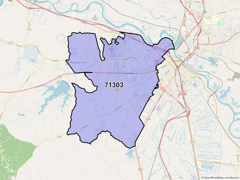 Map of ZIP Code 71303 — Alexandria, LA