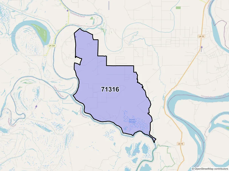 Map of ZIP Code 71316 — Acme, LA