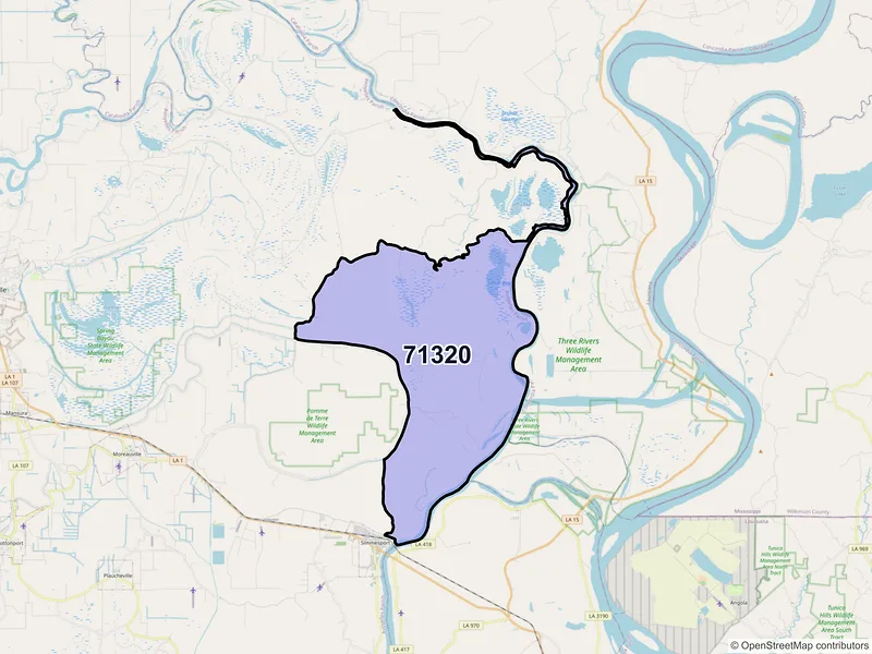 Map of Bordelonville, Louisiana and ZIP codes