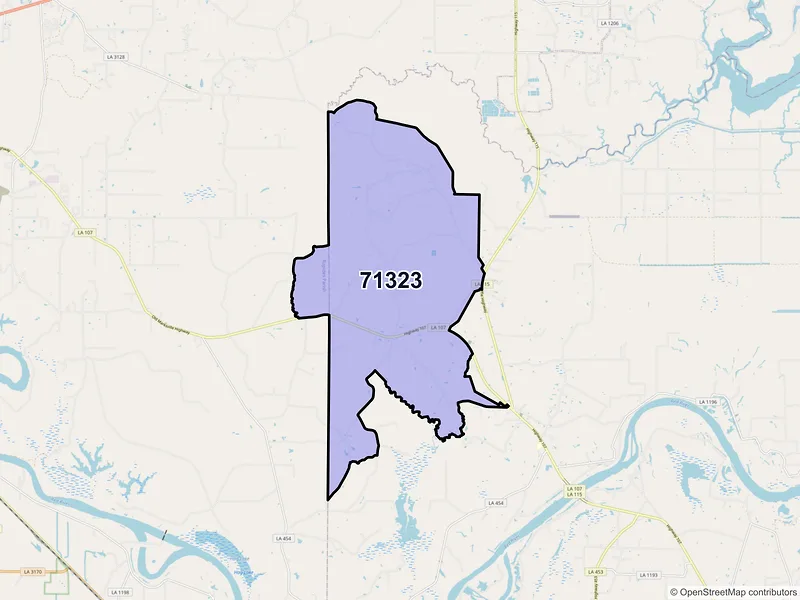 Map of ZIP Code 71323 — Center Point, LA
